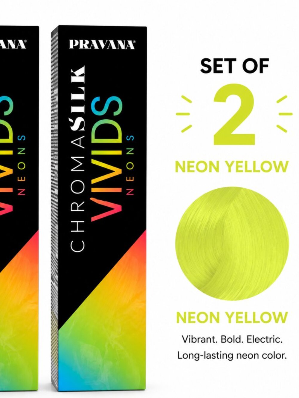 Pravana ChromaSilk Vivids Neons Neon Yellow Hair Color Set of 2 | Semi-Permanent